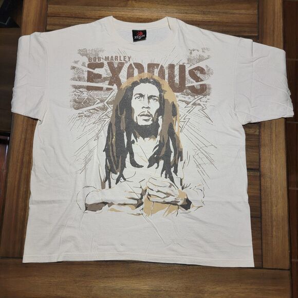 Zion Rootswear Bob Marley "Exodus" SS Cream Unisex Tee - Size 2X - Picture 2 of 5